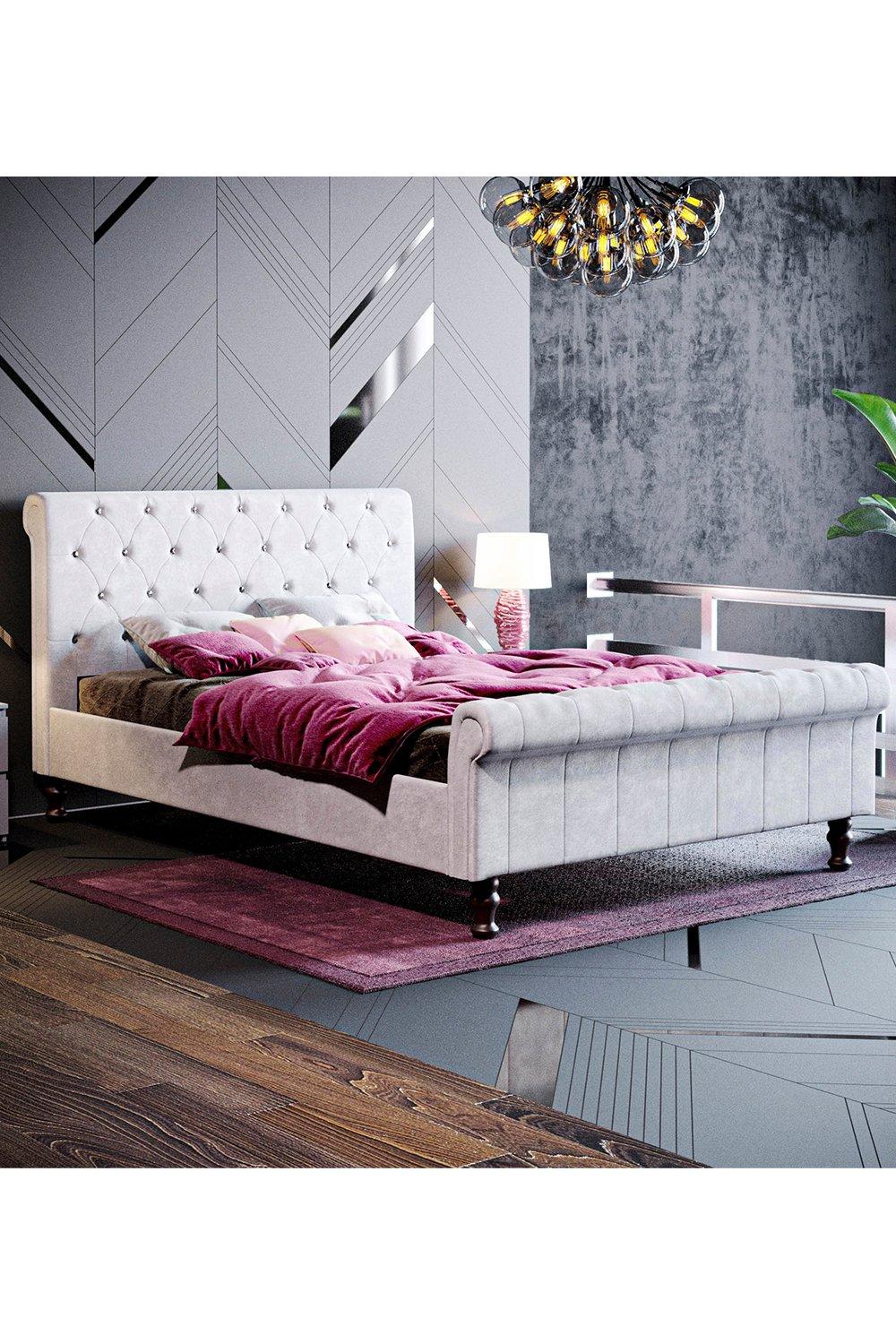 Vida Designs Violetta Double Bed Velvet Fabric 1150 x 1470 x 2220 mm