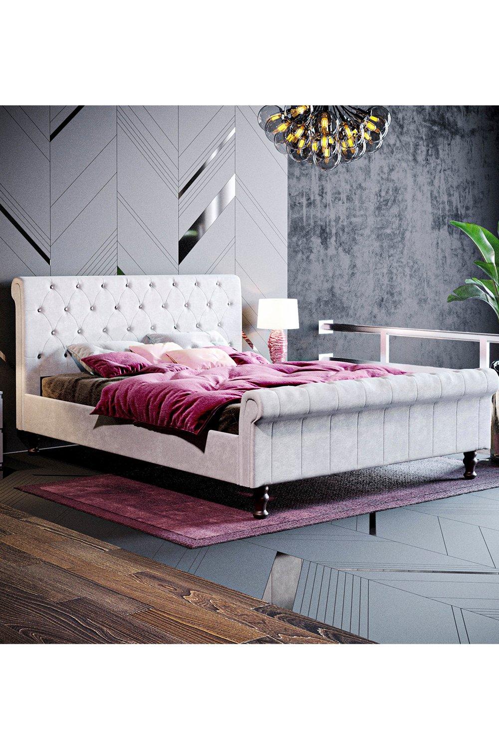 Vida Designs Violetta King Size Bed Frame Velvet Fabric 1150 x 1600 x 2320 mm