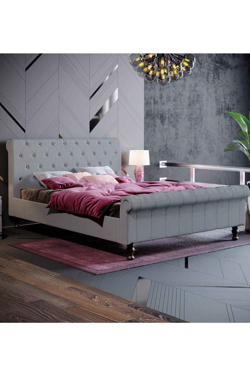 Vida Designs Violetta King Size Bed Frame Linen Fabric 1150 x 1600 x 2320 mm