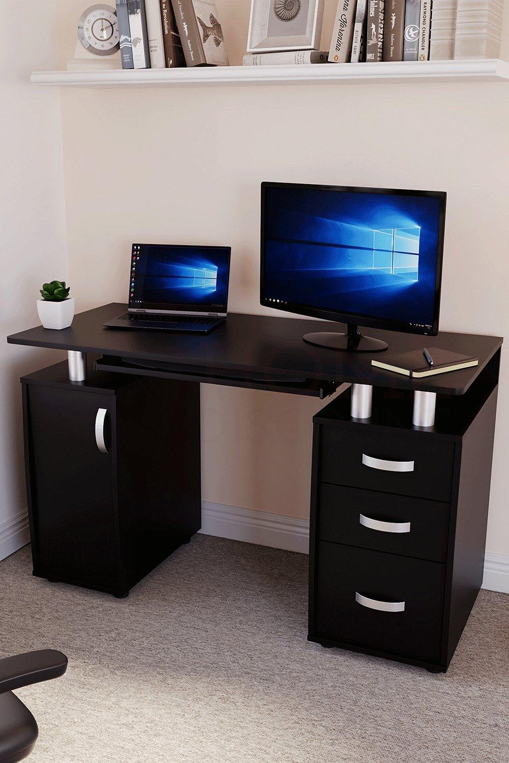 Vida Designs Otley 3 Drawer Computer Desk Storage Office Study Gaming Table