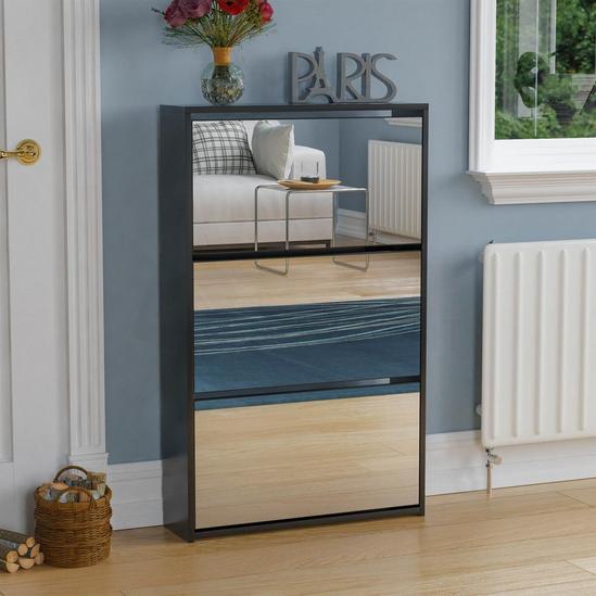 Home Discount Vida Designs 3 Drawer Mirrored Shoe Cabinet Storage Organizer 1000 x 625 x 165 mm 1
