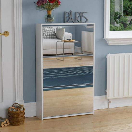 Home Discount Vida Designs 3 Drawer Mirrored Shoe Cabinet Storage Organizer 1000 x 625 x 165 mm 1