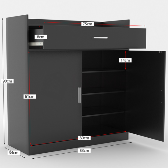 Home Discount Vida Designs Dalby 2 Door 1 Drawer Shoe Cabinet Storage 900 x 820 x 340 mm 2