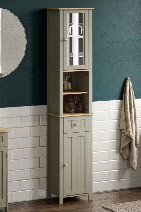 Home Discount Bath Vida Priano Mirrored 2 Door 1 Drawer With Shelves Tall Cabinet Bathroom Storage 1900 x 400 x 300 mm 1