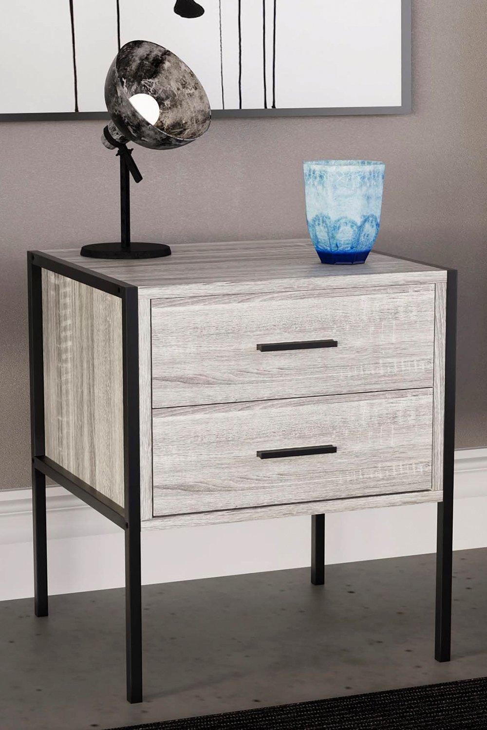 Vida Designs Brooklyn 2 Drawer Bedside Cabinet Chest Of Drawers Storage Bedroom Furniture