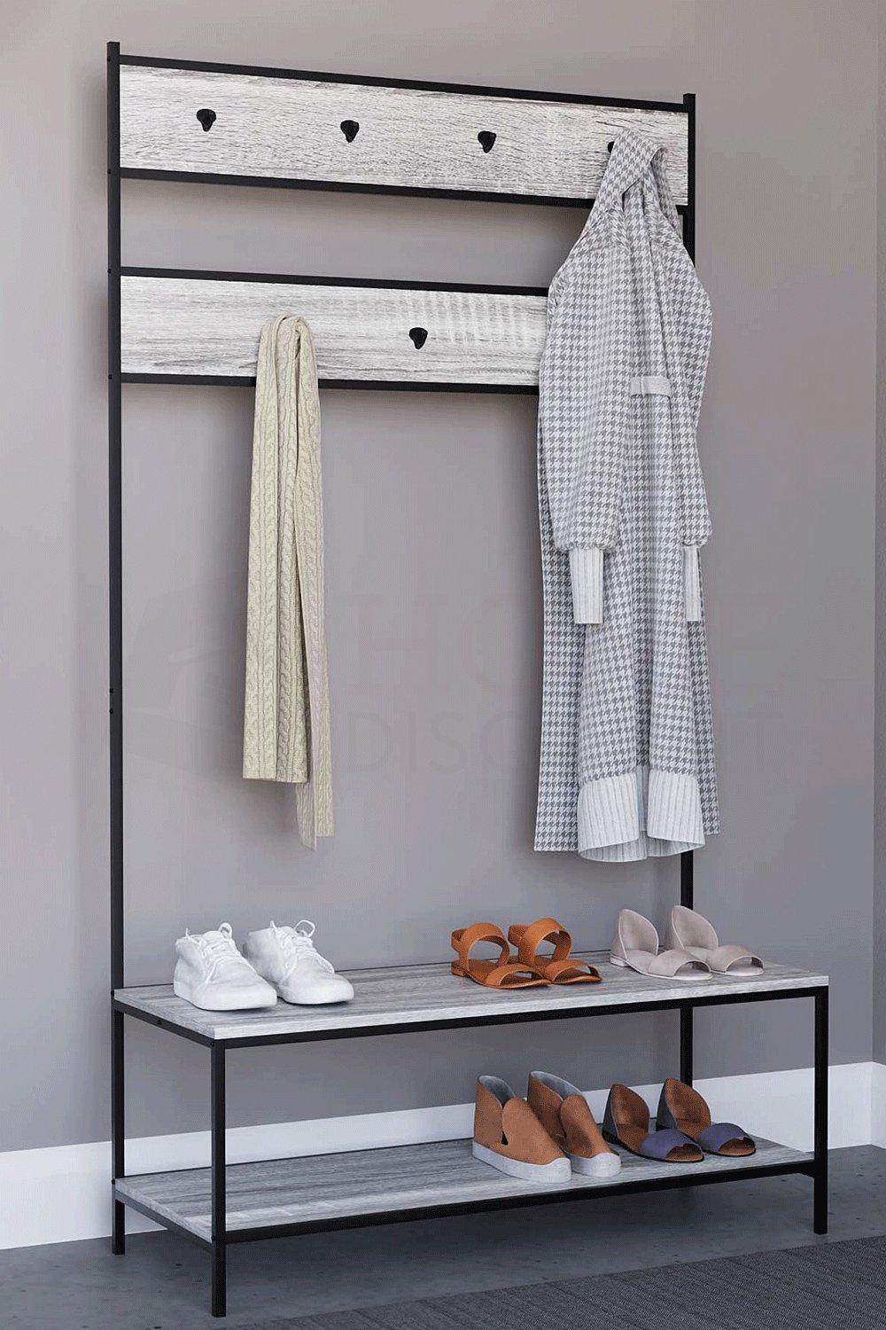 Vida Designs Brooklyn Hallway Unit Hanging Clothes Rack Stand with Storage Shelves
