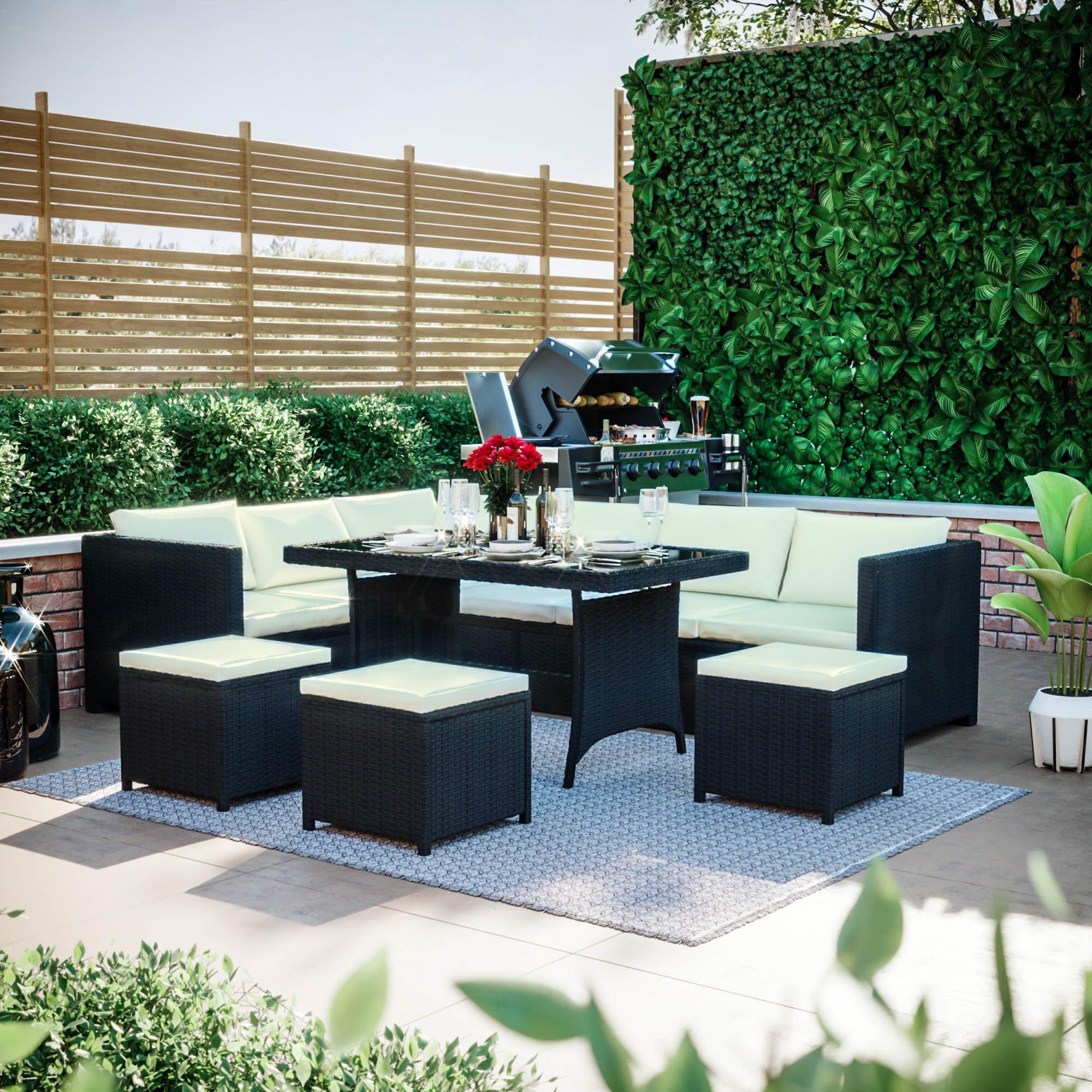 10 Pc and Cover - Garden Vida Belgrave 9 Seater Rattan Set & Outdoor Patio Furniture Cover