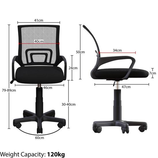 Home Discount Vida Designs Airsdale Office Mesh Chair Backrest Armrest Ergonomic 2