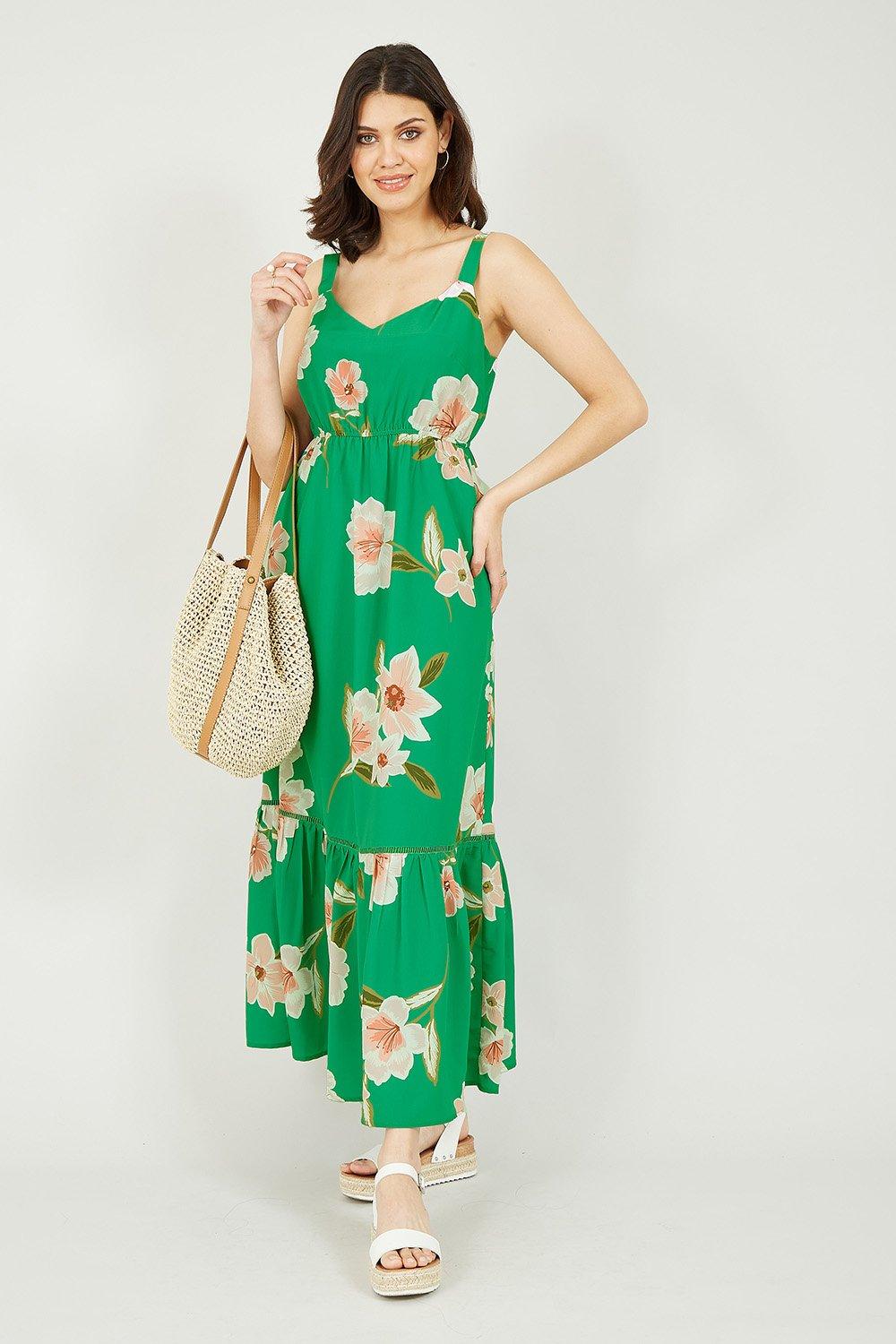Green Oversized Floral Maxi Dress
