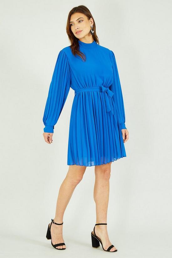 Mela Blue Long Sleeve High Neck Tunic Dress 1