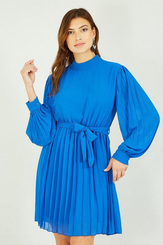 Mela Blue Long Sleeve High Neck Tunic Dress 2