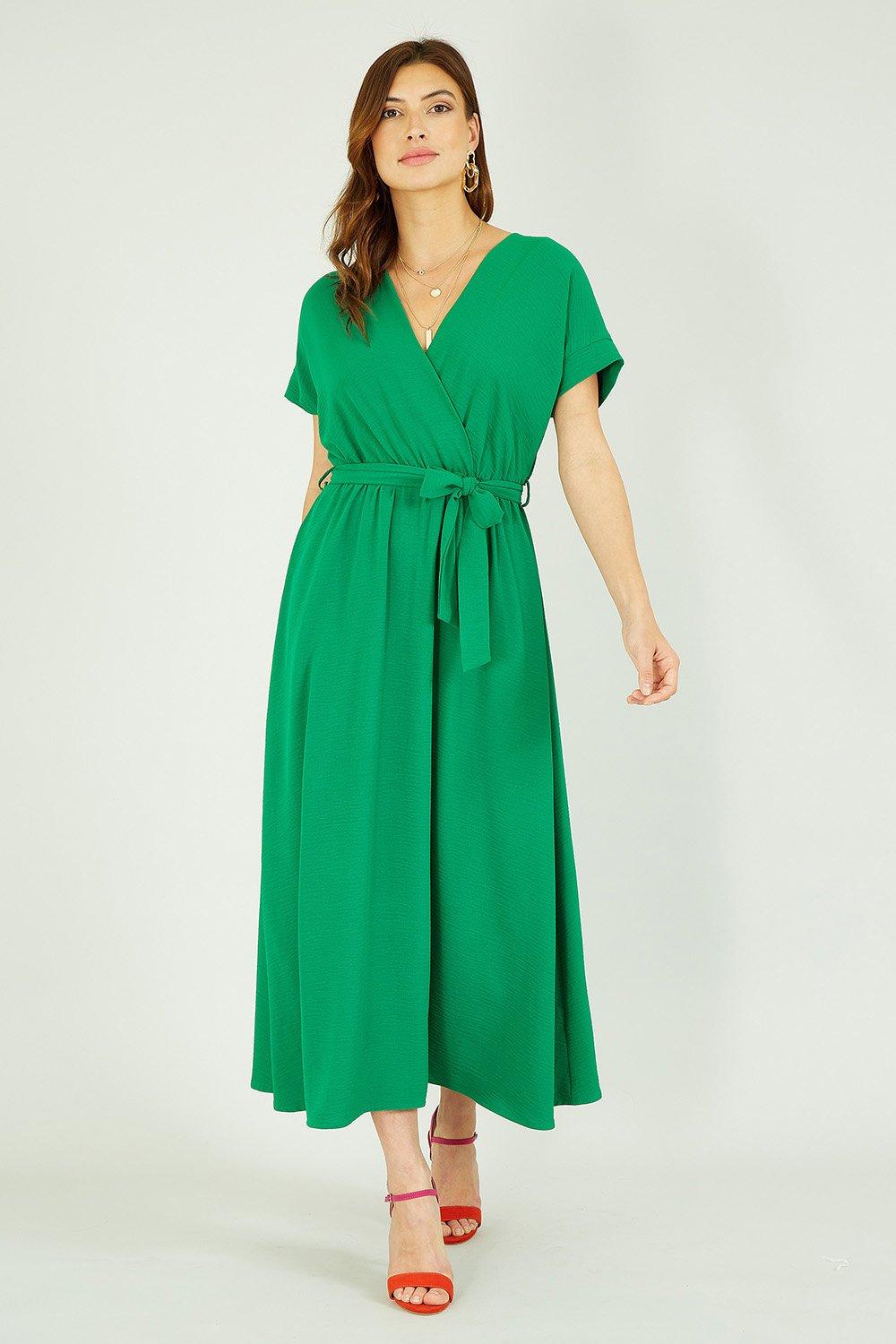 Green Kimono Sleeve Midi Dress