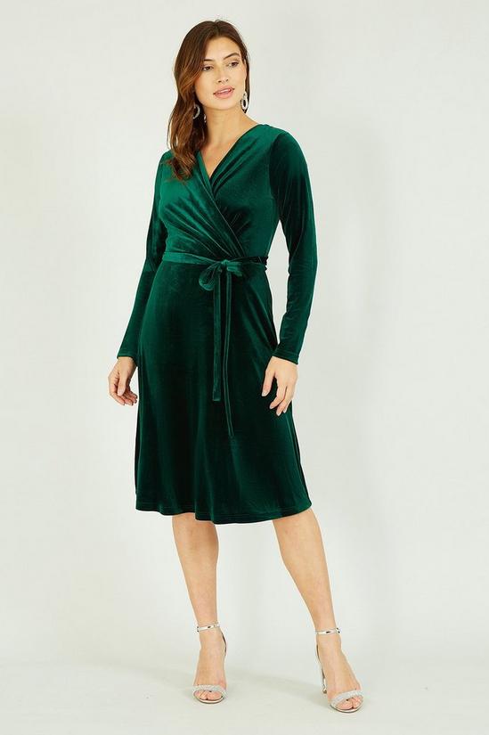 Yumi Green Velvet Wrap Dress 1