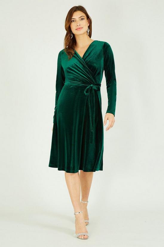 Yumi Green Velvet Wrap Dress 2