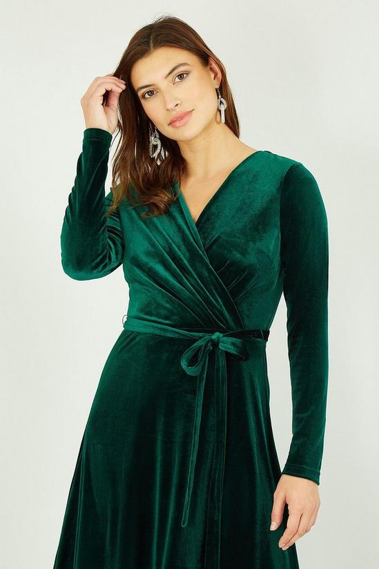 Yumi Green Velvet Wrap Dress 4