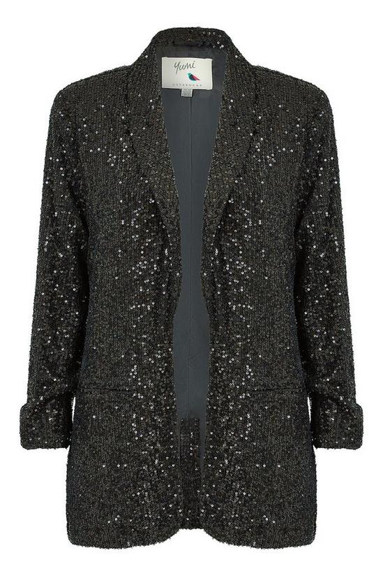 Yumi Black Sequin Blazer With Pockets 6
