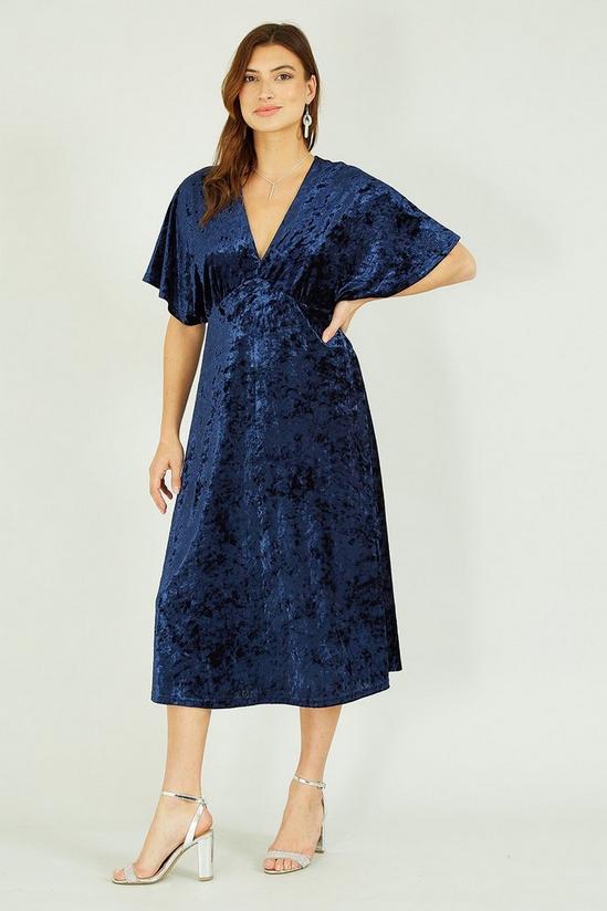 Yumi Navy Velvet Kimono Midi Dress 1