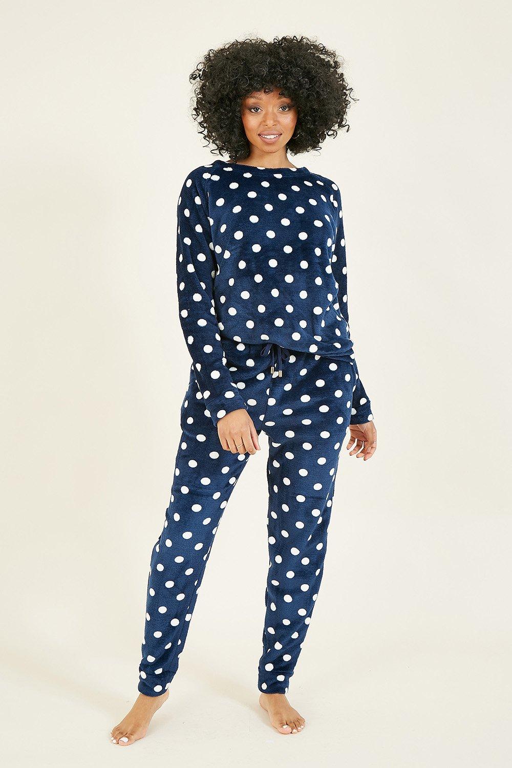 Navy Spot Super Soft Fleece Pyjamas
