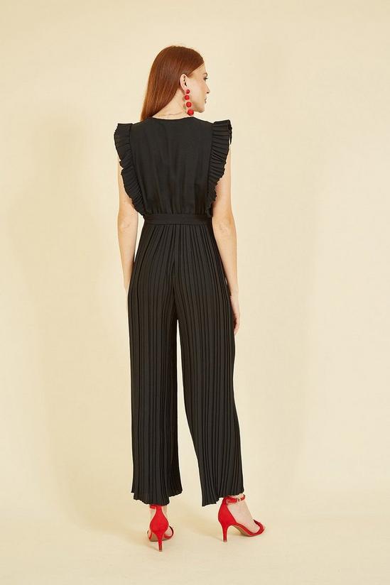 Mela Black Pleated Wrap Jumpsuit With Frill Detail 4