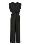 Mela Black Pleated Wrap Jumpsuit With Frill Detail thumbnail 5