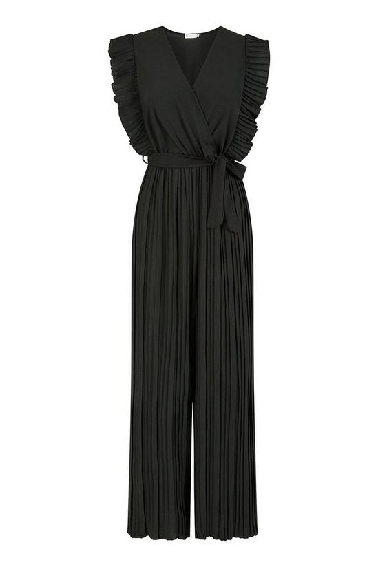 Mela Black Pleated Wrap Jumpsuit With Frill Detail 5
