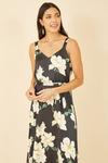Mela Black Satin Floral Print Maxi Dress thumbnail 2