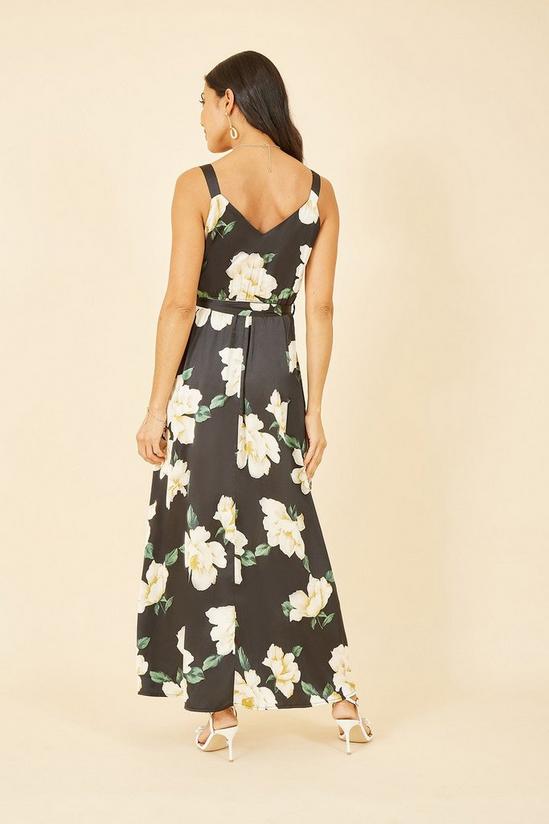Mela Black Satin Floral Print Maxi Dress 3