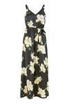 Mela Black Satin Floral Print Maxi Dress thumbnail 4