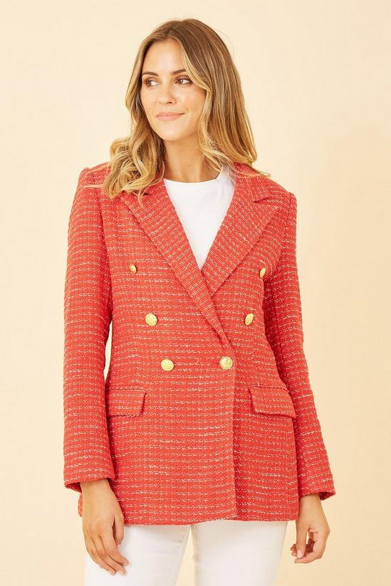 Yumi Red Boucle Fitted Blazer 2