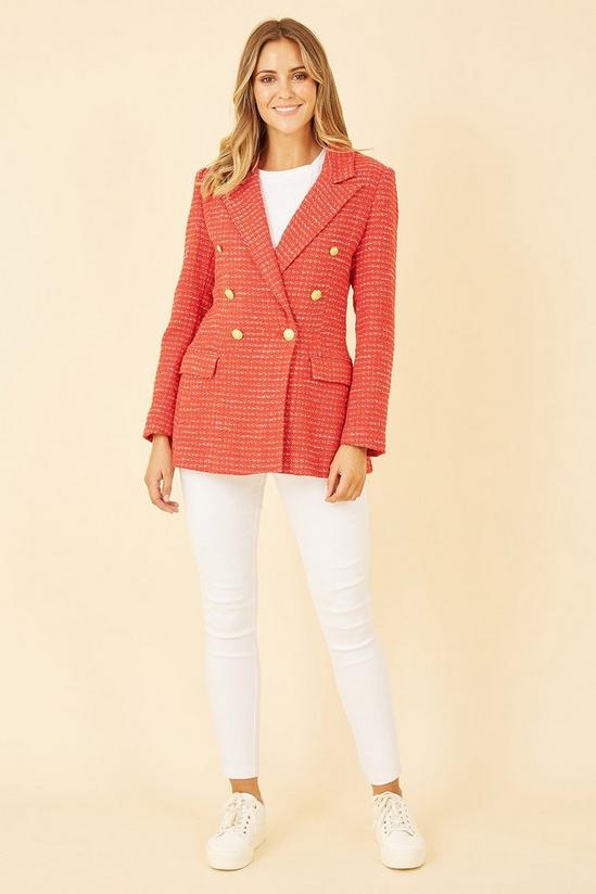Yumi Red Boucle Fitted Blazer 3