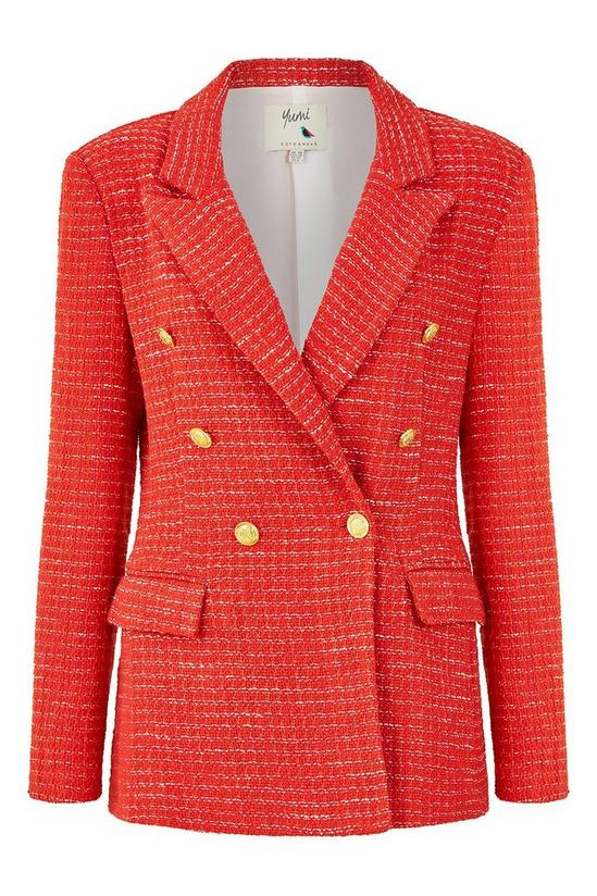 Yumi Red Boucle Fitted Blazer 5
