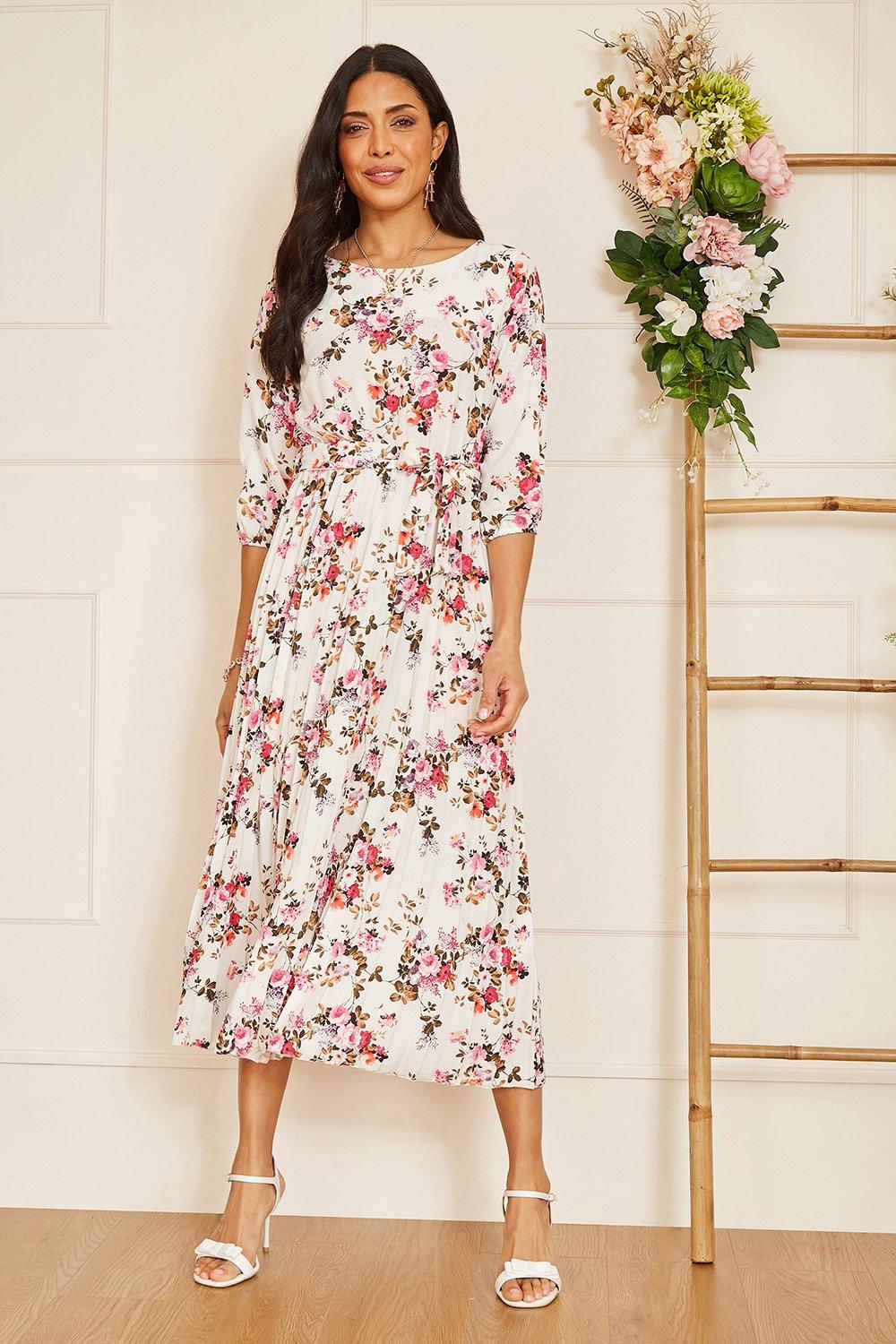 White Long Sleeve Floral Maxi Dress