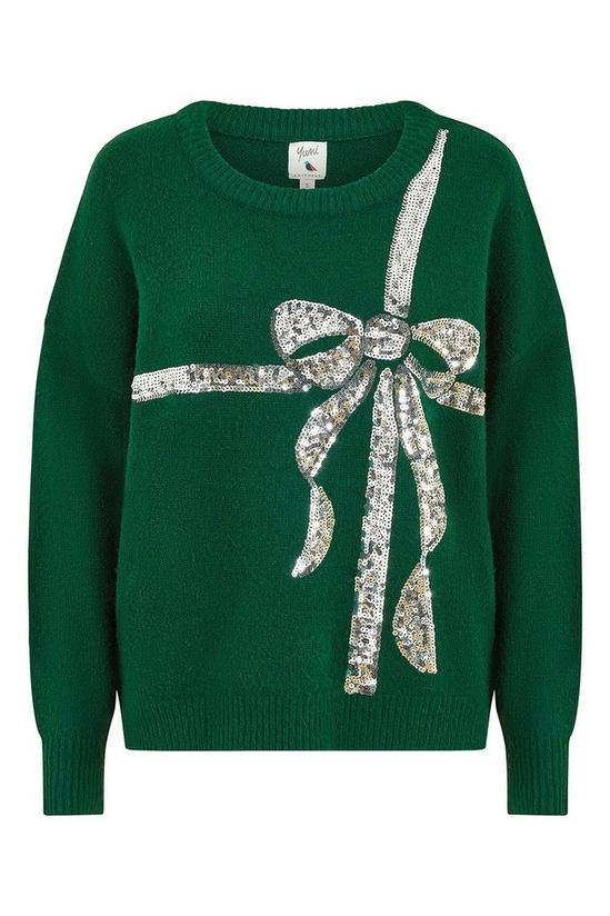 Yumi Green Sequin Bow Knitted Jumper 5