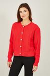 Yumi Red Cable Knit Cardigan With Pearl Buttons thumbnail 1