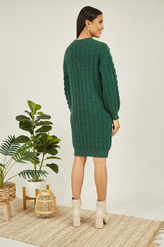 Yumi Green Cable Knit Tunic Dress 4