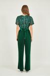 Yumi Green Sequin Embellished Velvet Jumpsuit With Angel Sleeves thumbnail 3