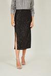 Yumi Black Sequin Fitted Skirt With Front Slit thumbnail 2