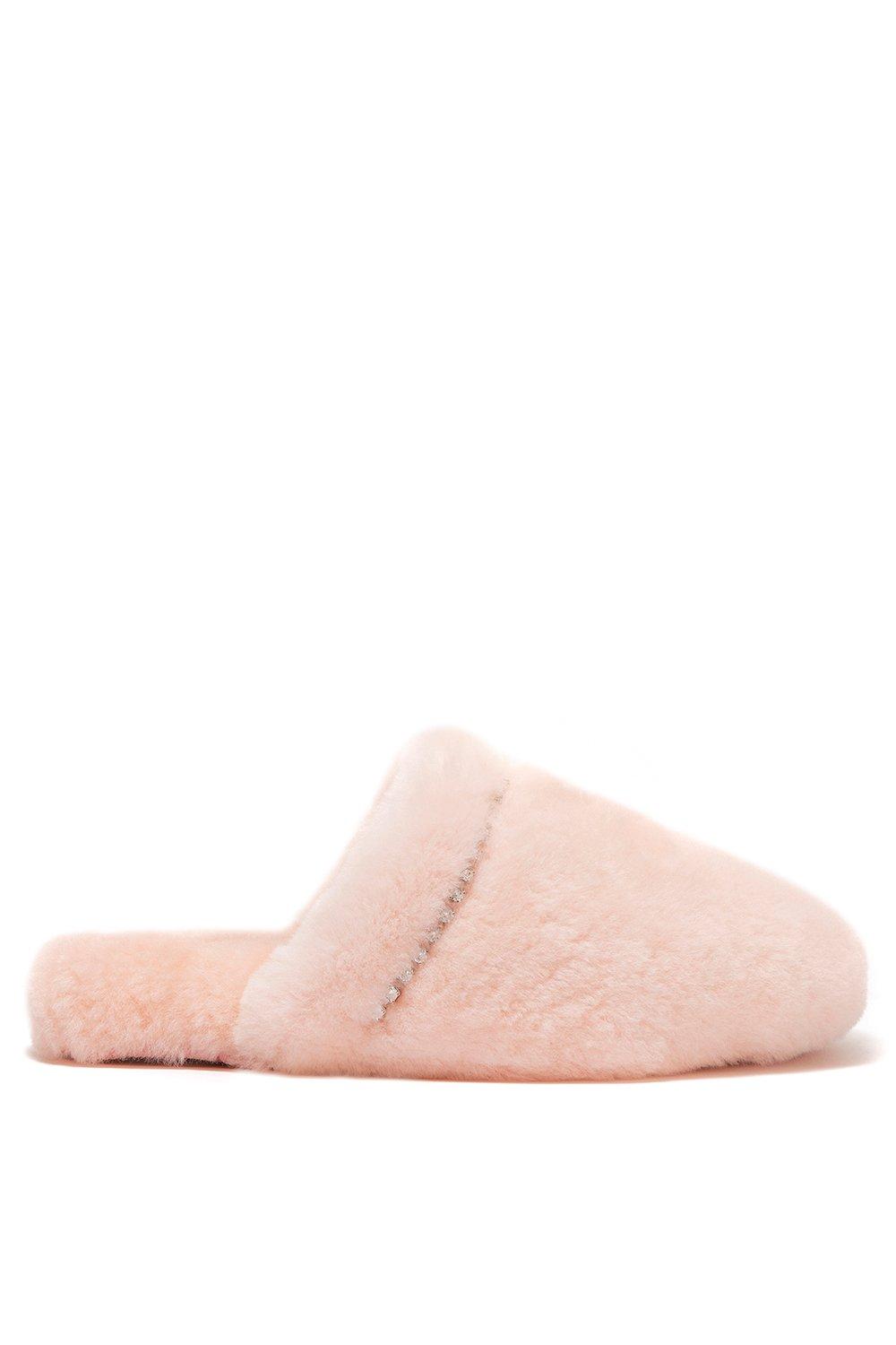 'star swarovski trim sheepskin' womens slipper