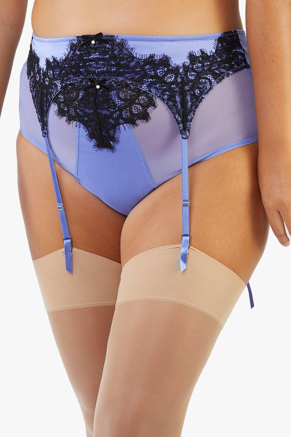 Stevie Lilac and Black Lace Suspender