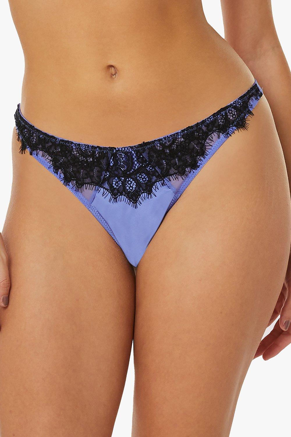 Stevie Lilac and Black Lace Thong