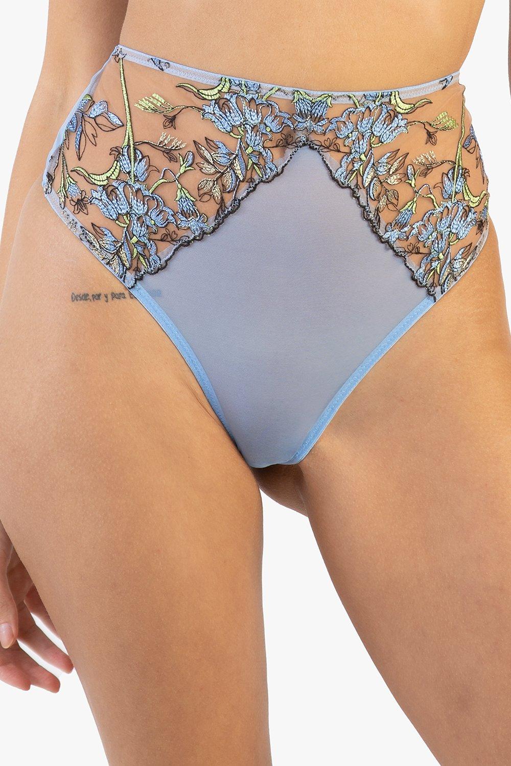Mayla  Floral Embroidered High Waisted Thong