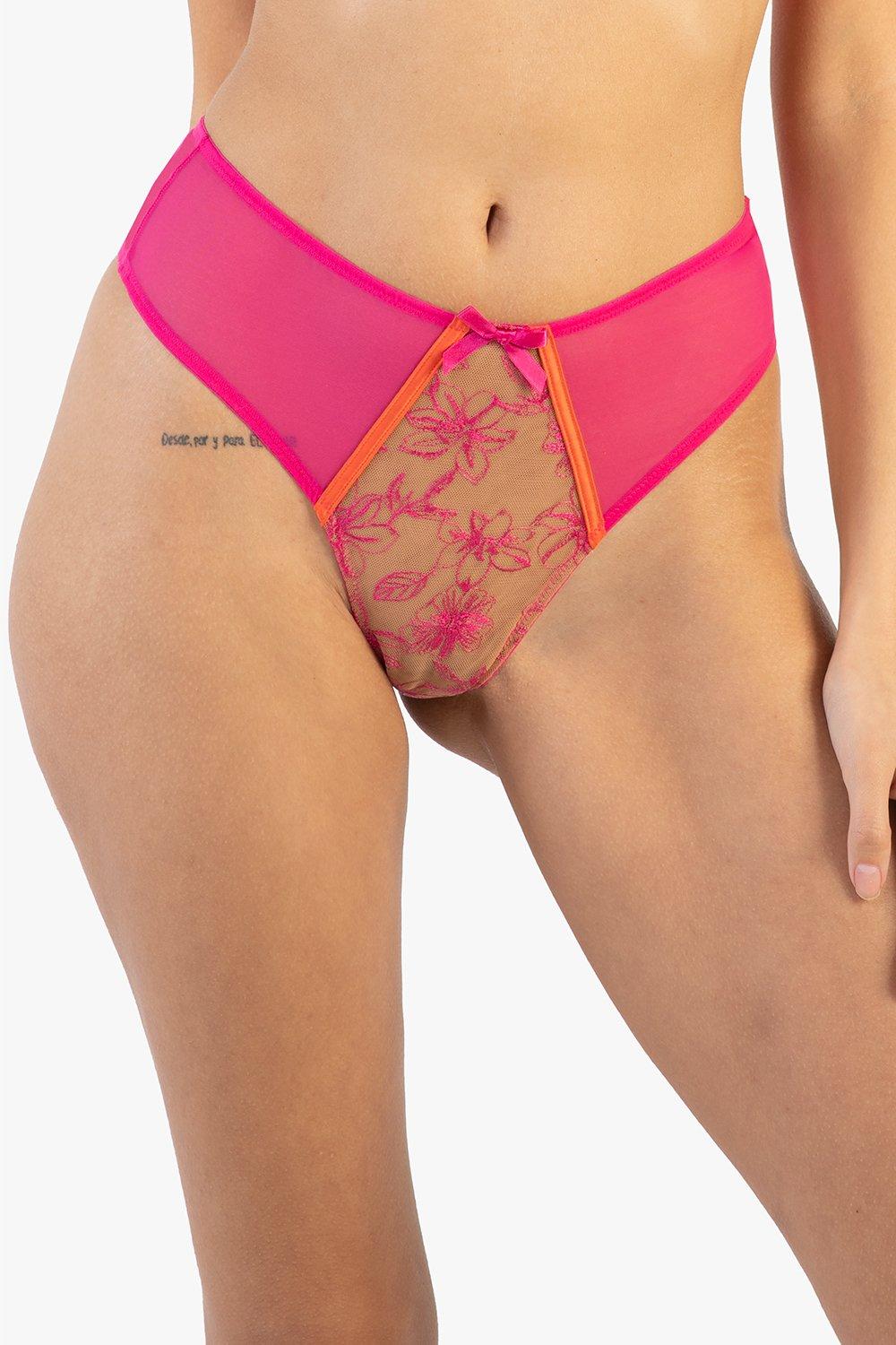 Olivia  Contrast Embroidery Thong
