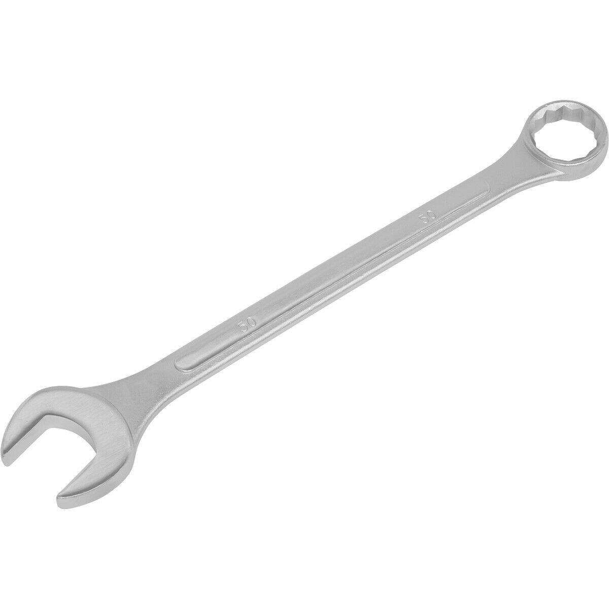 50mm Large Combination Spanner - Drop Forged Steel - Chrome Plated Polished Jaws