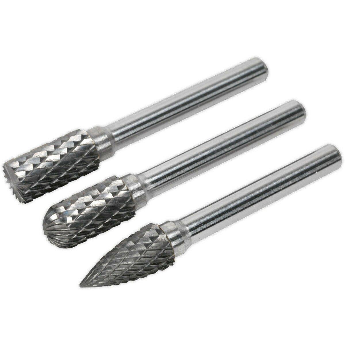 3 PACK - 10mm Tungsten Carbide Rotary Burr Bits Set - VARIOUS Cutting Heads