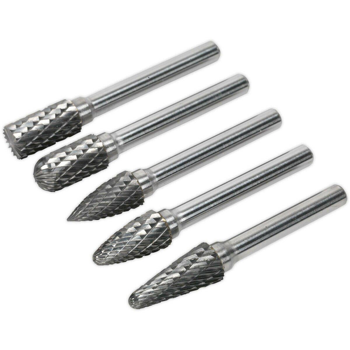 5 PACK - 10mm Tungsten Carbide Rotary Burr Bits Set - VARIOUS Cutting Heads