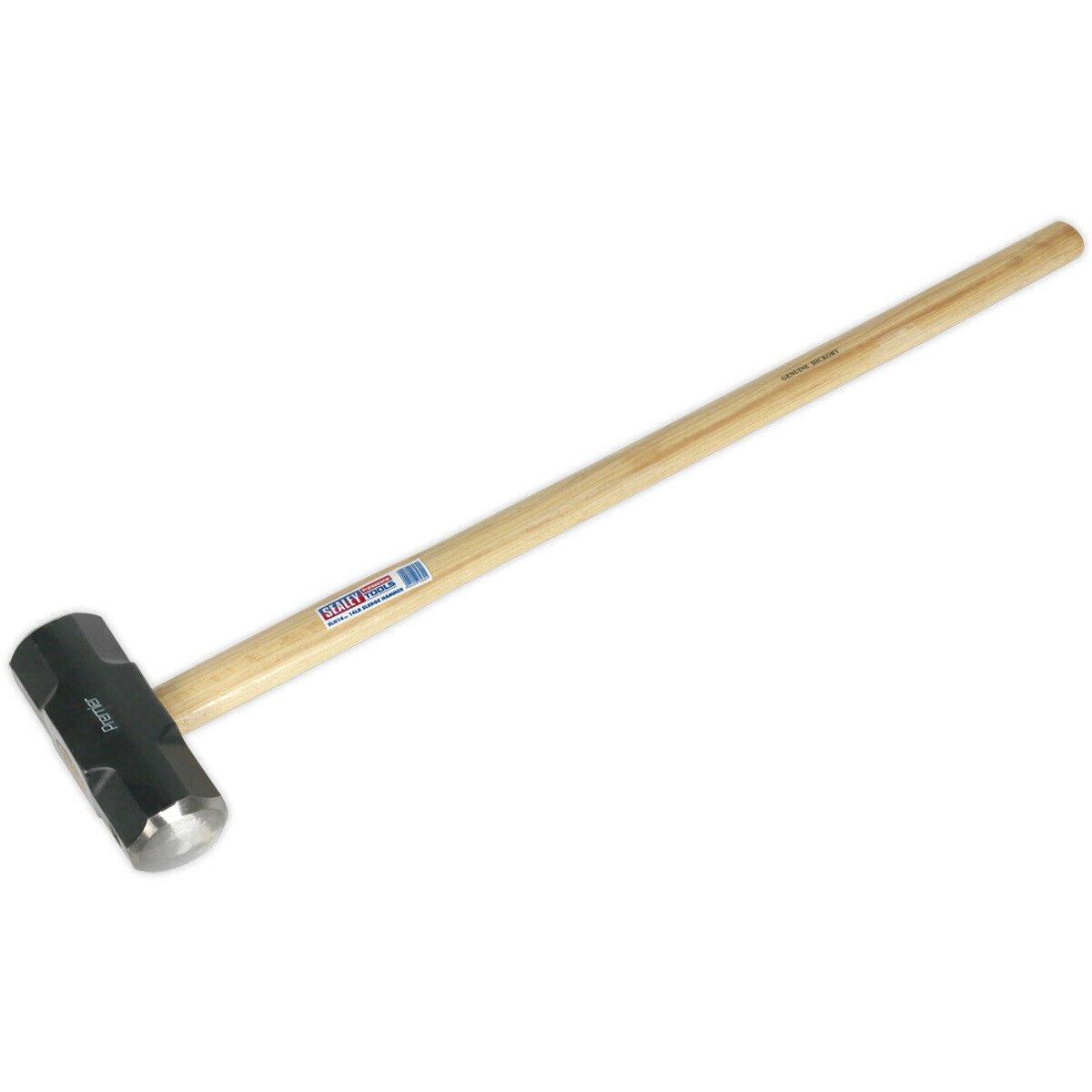 14lb Hardened Sledge Hammer - Hickory Wooden Shaft - Drop Forged Carbon Steel