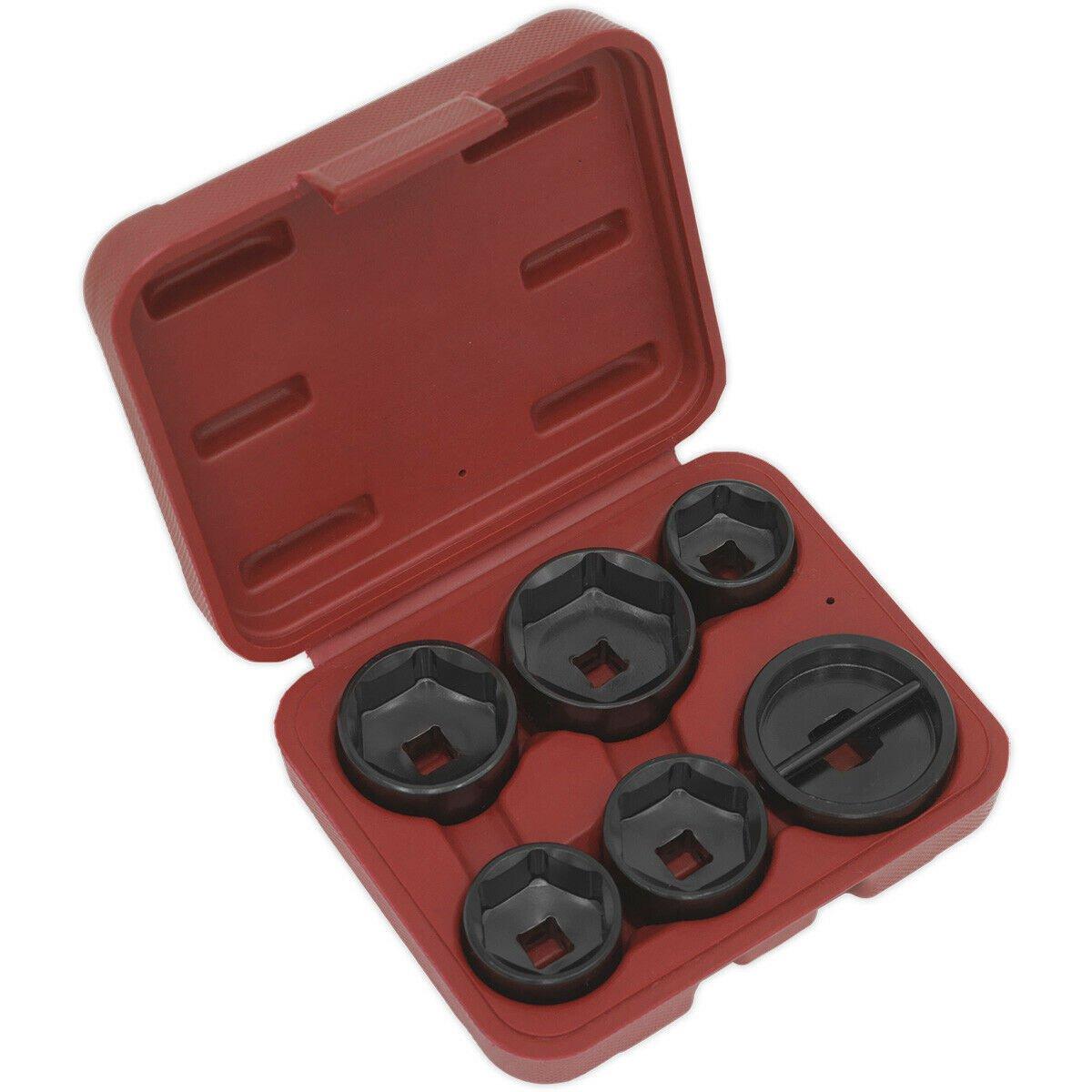 6 Piece Oil Filter Cap Wrench Set - 3/8