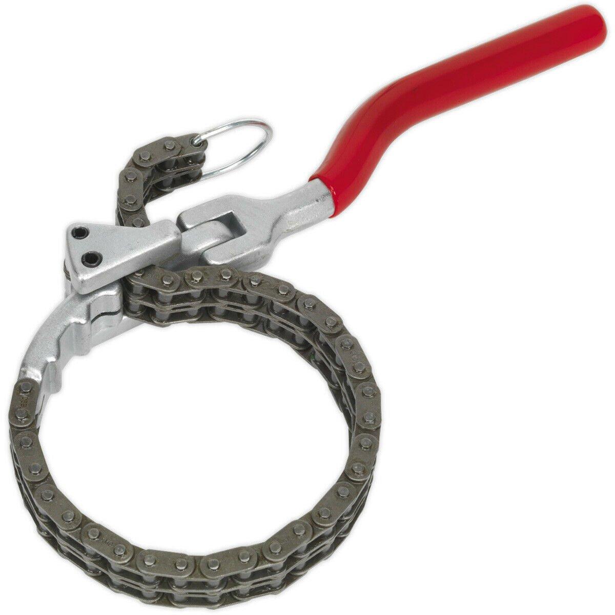 Steel Oil Filter Chain Wrench - 60mm to 105mm - 180 Degree Pivoting Handle