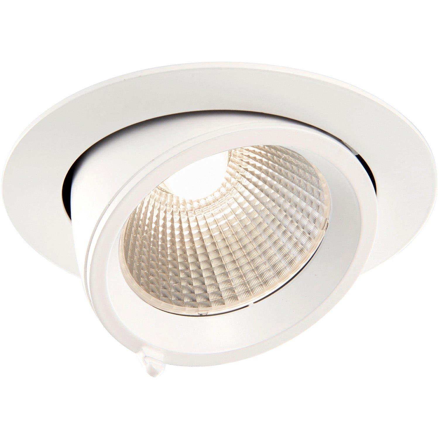 Fully Adjustable Recessed Ceiling Downlight - 30W Warm White LED - Matt White