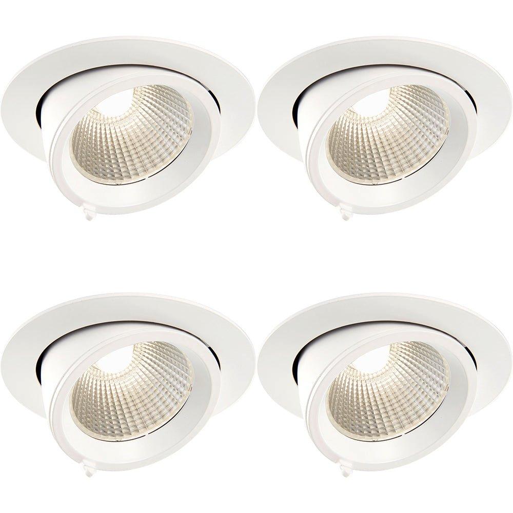 4 PACK Fully Adjustable Ceiling Downlight - 30W Cool White LED - Matt White